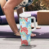 Palaka with Honu and Plumeria Tumbler With Handle Hawaiian Heritage Spirit - Polynesian Pride