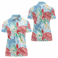 Palaka with Honu and Plumeria Women Polo Shirt Hawaiian Heritage Spirit - Polynesian Pride