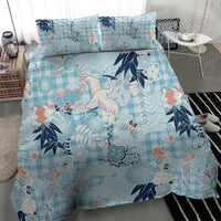 Blue Palaka Crane and Flowers Bedding Set Japan Heritage Spirit - Polynesian Pride