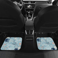 Blue Palaka Crane and Flowers Car Mats Japan Heritage Spirit - Polynesian Pride