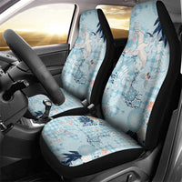 Blue Palaka Crane and Flowers Car Seat Cover Japan Heritage Spirit - Polynesian Pride