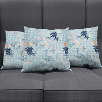 Blue Palaka Crane and Flowers Pillow Cover Japan Heritage Spirit - Polynesian Pride