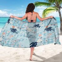 Blue Palaka Crane and Flowers Sarong Japan Heritage Spirit - Polynesian Pride