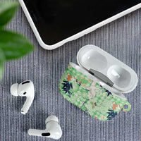 Green Palaka Crane and Flowers AirPods Case Japan Heritage Spirit LT9 - Polynesian Pride
