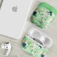 Green Palaka Crane and Flowers AirPods Case Japan Heritage Spirit LT9 - Polynesian Pride