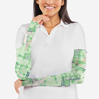 Green Palaka Crane and Flowers Arm Sleeves Japan Heritage Spirit LT9 - Polynesian Pride