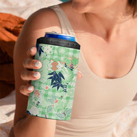 Green Palaka Crane and Flowers 4 in 1 Can Cooler Tumbler Japan Heritage Spirit - Polynesian Pride
