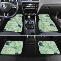 Green Palaka Crane and Flowers Car Mats Japan Heritage Spirit - Polynesian Pride
