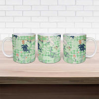 Green Palaka Crane and Flowers Ceramic Mug Japan Heritage Spirit - Polynesian Pride