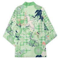 Green Palaka Crane and Flowers Kimono Japan Heritage Spirit - Polynesian Pride