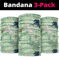 Green Palaka Crane and Flowers Neck Gaiter Japan Heritage Spirit - Polynesian Pride