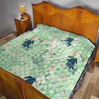 Green Palaka Crane and Flowers Quilt Japan Heritage Spirit LT9 - Polynesian Pride