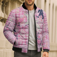 Pink Palaka Crane and Flowers Bomber Puffer Jacket Japan Heritage Spirit LT9 - Polynesian Pride
