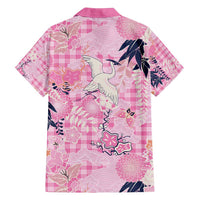 Pink Palaka Crane and Flowers Family Matching Tank Maxi Dress and Hawaiian Shirt Japan Heritage Spirit - Polynesian Pride