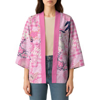 Pink Palaka Crane and Flowers Kimono Japan Heritage Spirit - Polynesian Pride