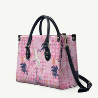 Pink Palaka Crane and Flowers Leather Bag Japan Heritage Spirit - Polynesian Pride