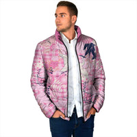 Pink Palaka Crane and Flowers Padded Jacket Japan Heritage Spirit - Polynesian Pride