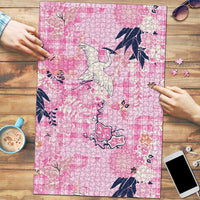 Pink Palaka Crane and Flowers Puzzle Japan Heritage Spirit - Polynesian Pride