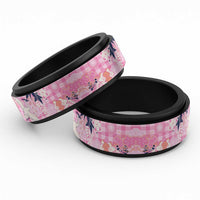 Pink Palaka Crane and Flowers Spinner Ring Japan Heritage Spirit - Polynesian Pride