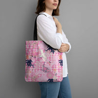 Pink Palaka Crane and Flowers Tote Bag Japan Heritage Spirit - Polynesian Pride