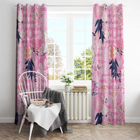 Pink Palaka Crane and Flowers Window Curtain Japan Heritage Spirit - Polynesian Pride
