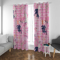 Pink Palaka Crane and Flowers Window Curtain Japan Heritage Spirit - Polynesian Pride