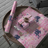 Pink Palaka Crane and Flowers Wrapping Paper Japan Heritage Spirit - Polynesian Pride