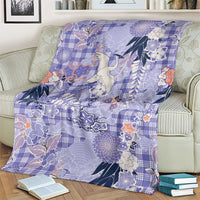 Purple Palaka Crane and Flowers Blanket Japan Heritage Spirit - Polynesian Pride