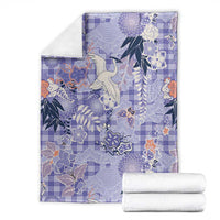 Purple Palaka Crane and Flowers Blanket Japan Heritage Spirit - Polynesian Pride