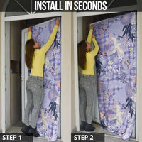 Purple Palaka Crane and Flowers Door Cover Japan Heritage Spirit - Polynesian Pride