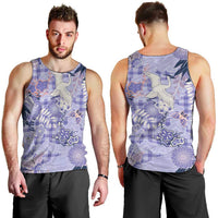 Purple Palaka Crane and Flowers Men Tank Top Japan Heritage Spirit - Polynesian Pride