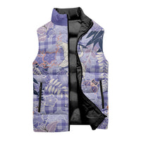 Purple Palaka Crane and Flowers Sleeveless Puffer Jacket Japan Heritage Spirit LT9 - Polynesian Pride