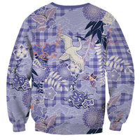 Purple Palaka Crane and Flowers Sweatshirt Japan Heritage Spirit LT9 - Polynesian Pride