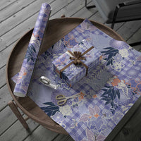 Purple Palaka Crane and Flowers Wrapping Paper Japan Heritage Spirit - Polynesian Pride