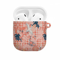Red Palaka Crane and Flowers AirPods Case Japan Heritage Spirit - Polynesian Pride