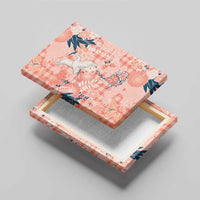 Red Palaka Crane and Flowers Canvas Wall Art Japan Heritage Spirit - Polynesian Pride