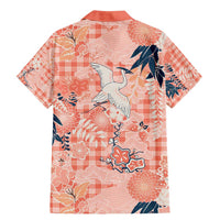 Red Palaka Crane and Flowers Family Matching Mermaid Dress and Hawaiian Shirt Japan Heritage Spirit - Polynesian Pride