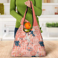 Red Palaka Crane and Flowers Grocery Bag Japan Heritage Spirit - Polynesian Pride