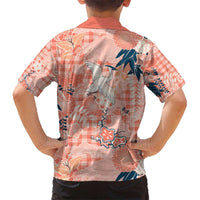 Red Palaka Crane and Flowers Kid Hawaiian Shirt Japan Heritage Spirit - Polynesian Pride