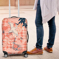 Red Palaka Crane and Flowers Luggage Cover Japan Heritage Spirit LT9 Red - Polynesian Pride