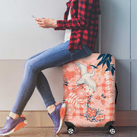 Red Palaka Crane and Flowers Luggage Cover Japan Heritage Spirit LT9 - Polynesian Pride