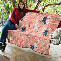 Red Palaka Crane and Flowers Quilt Japan Heritage Spirit - Polynesian Pride