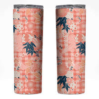 Red Palaka Crane and Flowers Skinny Tumbler Japan Heritage Spirit - Polynesian Pride