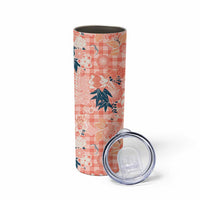 Red Palaka Crane and Flowers Skinny Tumbler Japan Heritage Spirit - Polynesian Pride