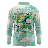Personalized Japanese Kawaii Sushi Long Sleeve Polo Shirt Green Wagara Palaka This Is How I Roll