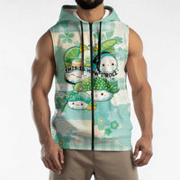 Personalized Japanese Kawaii Sushi Sleeveless Zip Hoodie Green Wagara Palaka This Is How I Roll