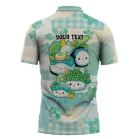 Personalized Japanese Kawaii Sushi Zipper Polo Shirt Green Wagara Palaka This Is How I Roll