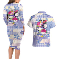 Personalized Japanese Kawaii Sushi Couples Matching Long Sleeve Bodycon Dress and Hawaiian Shirt Blue Wagara Palaka This Is How I Roll