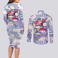 Personalized Japanese Kawaii Sushi Couples Matching Long Sleeve Bodycon Dress and Long Sleeve Button Shirt Blue Wagara Palaka This Is How I Roll