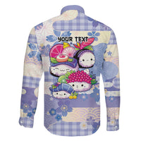 Personalized Japanese Kawaii Sushi Family Matching Off The Shoulder Long Sleeve Dress and Hawaiian Shirt Blue Wagara Palaka This Is How I Roll